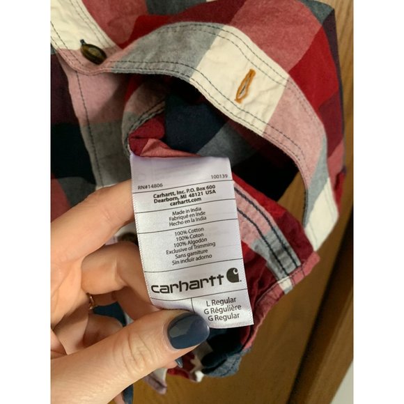 Carhartt Check Short Sleeve Button Down Red L - Picture 3 of 3